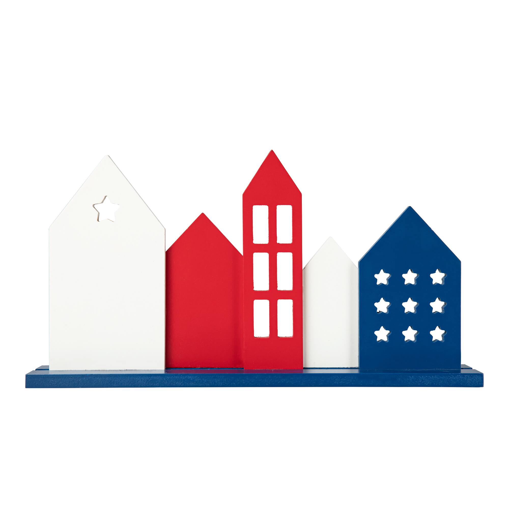 Glitzhome® 16" Wooden Patriotic America House Table Décor